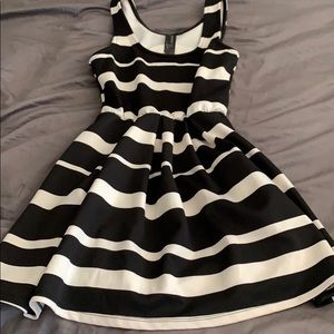 Black and white striped dress